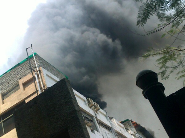 A major fire started in Bangalore at the NYK's Club on Residency Road on Monday afternoon. (Pic: http://twitter.com/r_yermal)